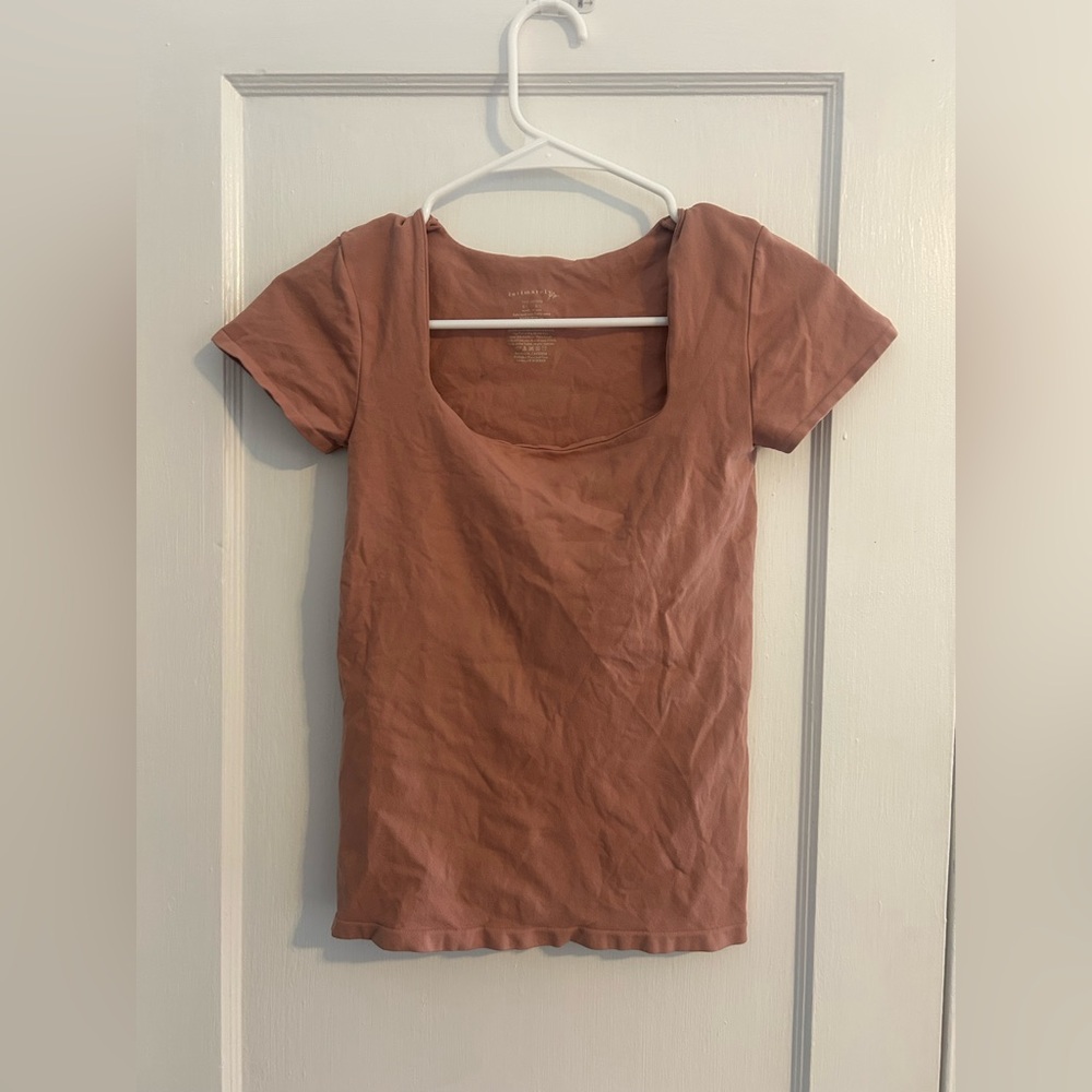 Free People Intimately Square Neck Fitted Tee Dusty Pink
